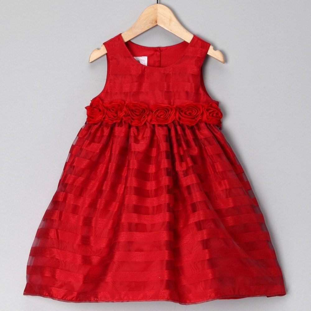 Marmellata Red Rosette Holiday Dress Set Baby Girl size 18 mo A-line Sleeveless